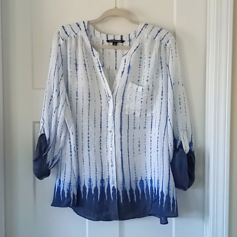 Zac & Racel Woman Tie-Dye Button Blouse Size 1X